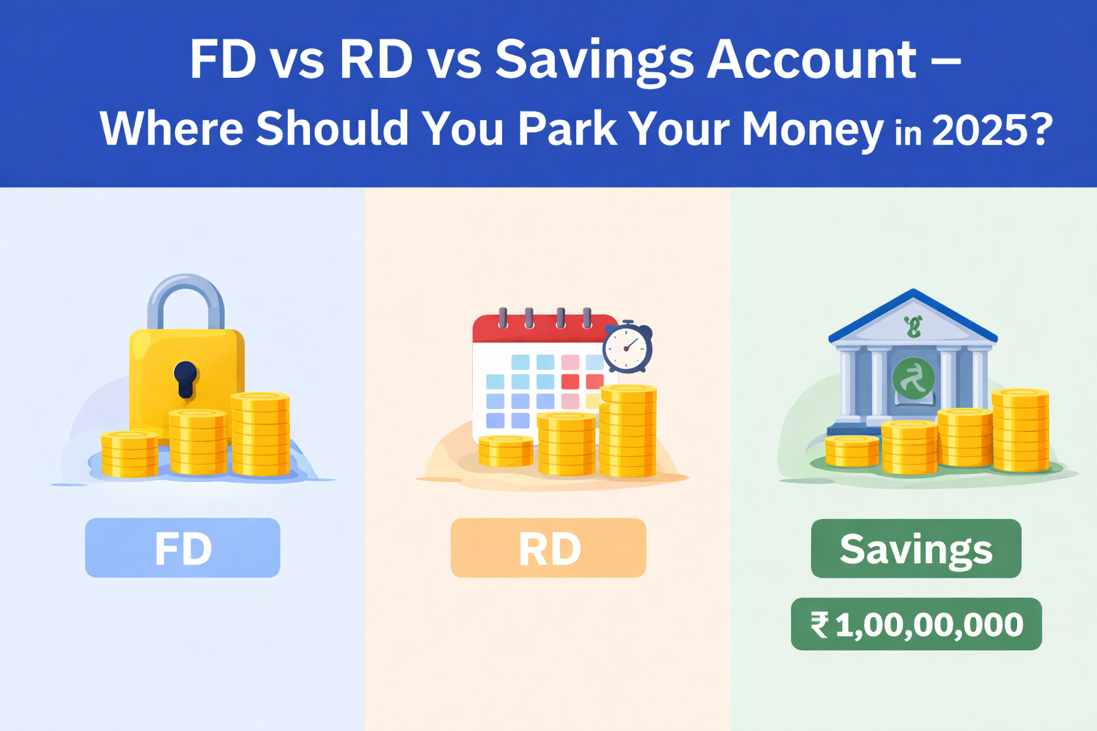 FD vs RD vs Savings Account – Where Should You Park Your Money in 2025? - ToolNest Blog